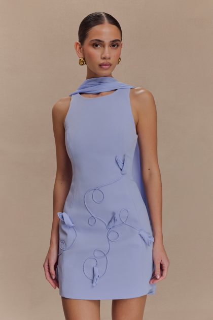 Skyler Suiting Embroidered Mini Dress - Lilac
