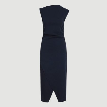Manon Asymmetric-Neck Ruched Dress (Petite)