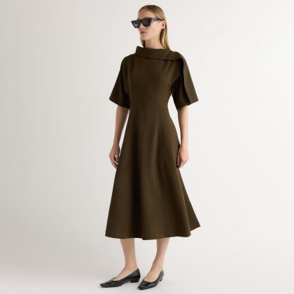 Addison Foldover Scarf-Neck Dress