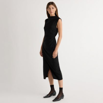 Manon Asymmetric-Neck Ruched Dress
