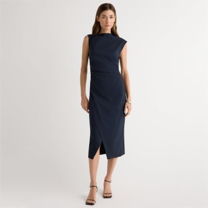 Manon Asymmetric-Neck Ruched Dress