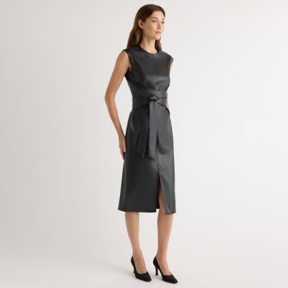 Pilar Vegan Leather Tie-Front Dress